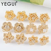 yegui m1090jewelry accessories18k gold platedcopper metalzirconscharmsflower shapejewelry makingdiy earrings4pcslot