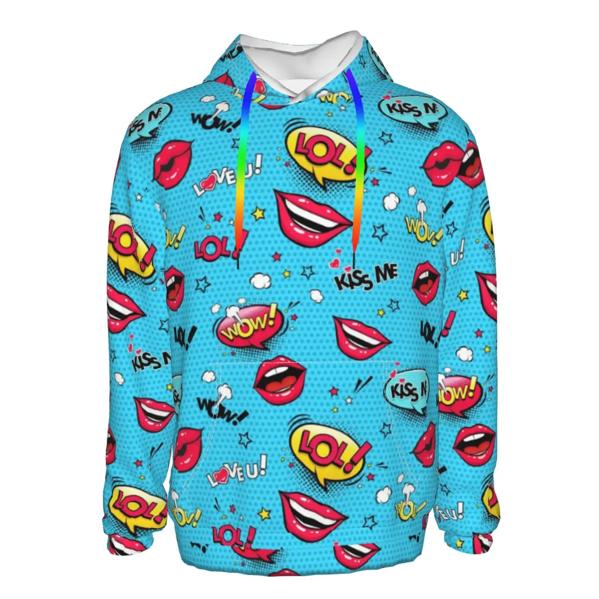 

Женская толстовка с капюшоном и принтом губ, в стиле оверсайз