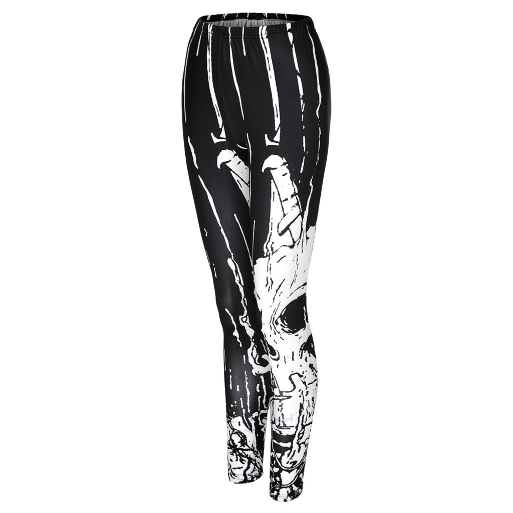 Леггинсы, стрейч брюки, брюки на Хэллоуин, сексуальные новые женские брюки больших размеров, леггинсы, Призрак Череп, Тыквенные пальмовые стили 904