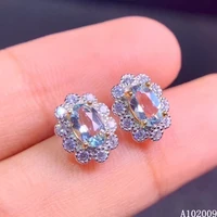 kjjeaxcmy 925 sterling silver inlaid natural aquamarine earrings new luxury ladies ear stud support test