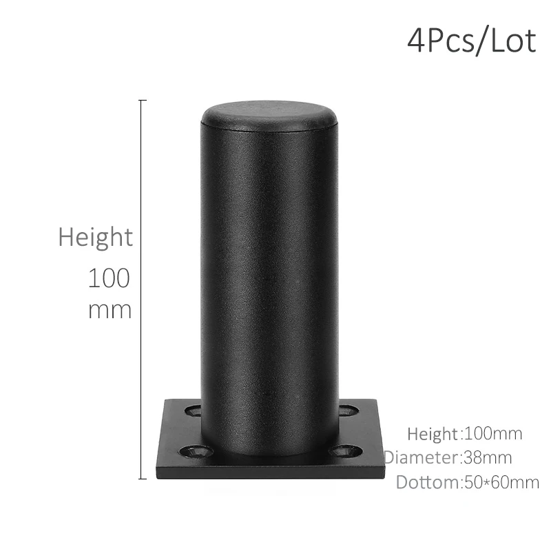 Height 10cm - Black Утолщенные Регулируемые Алюминиевые ножки для мебели, ножки для шкафа 6-30 см, подставка для шкафа телевизора, ножки для ванной комнаты, ножки для дивана, набор из 4 предметов - Цвет: Height 10cm - Black