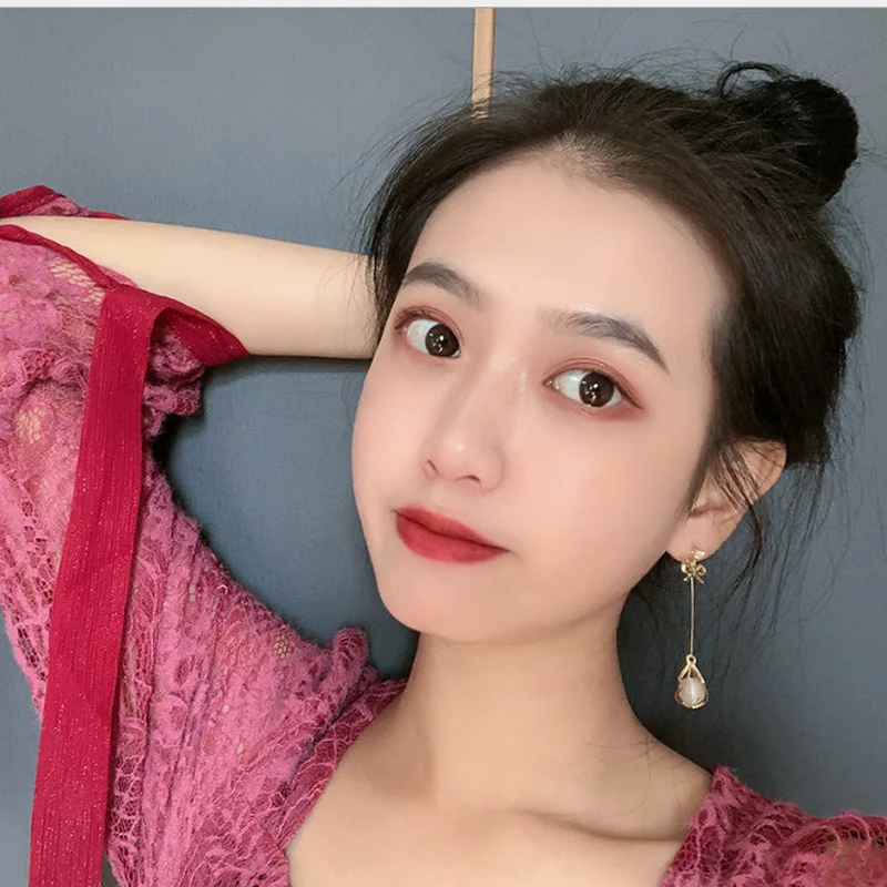 

Fashion Earring for Women 2021 New Bowknot Pendant Long Dangle Earrings Statement Jewelry