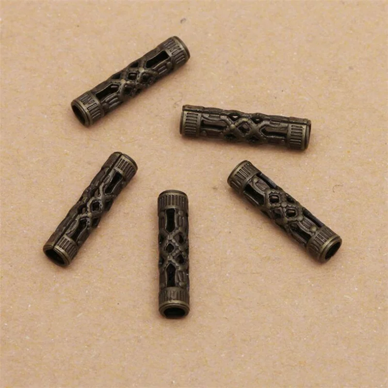 

BASEHOME 50pcs/lot 12x3mm Copper Spacer Beads Hollow Straight Tube Beads for 2mm Cord DIY Necklace Bracelet Making