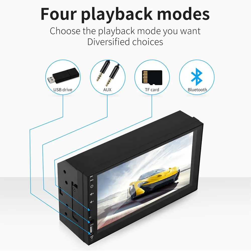 Автомобильный MP5-плеер 7 дюймов FM/USB/AUX плеер 2DIN Bluetooth MP5 для Android/Apple двусторонний