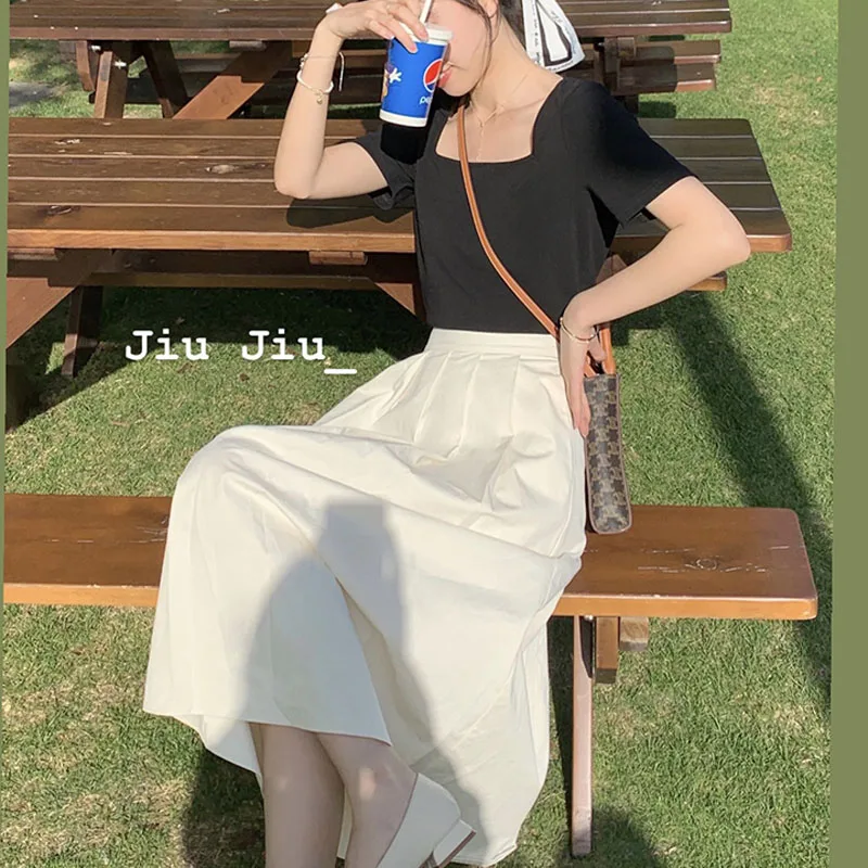 

2021 Vintage Loose High Waist Split Skirt Women's Skirts Japanese Harajuku Ulzzang Female Korean Kawaii Cute Clothing For Women