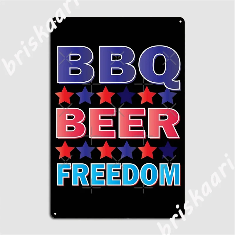 

Bbq Beer Freedom Metal Signs Club Party Vintage Bar Cave Wall Plaque Tin sign Posters