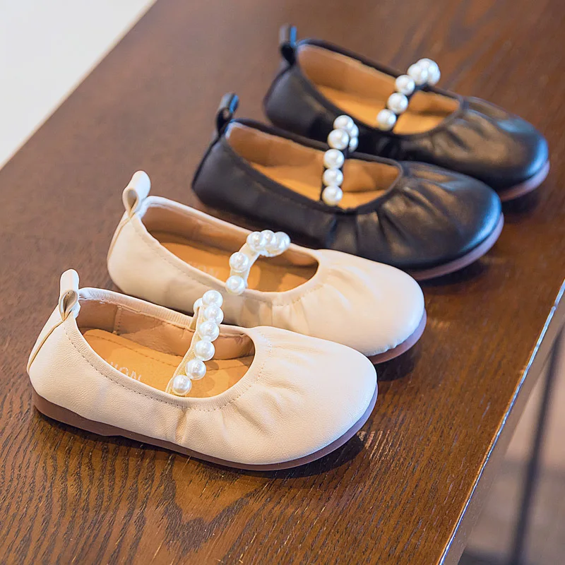 

2021 spring Fashion Beaded leather shoes kids Dress little girls party shoes for princess child 3 4 5 6 7 8 9 10 11 12 years old