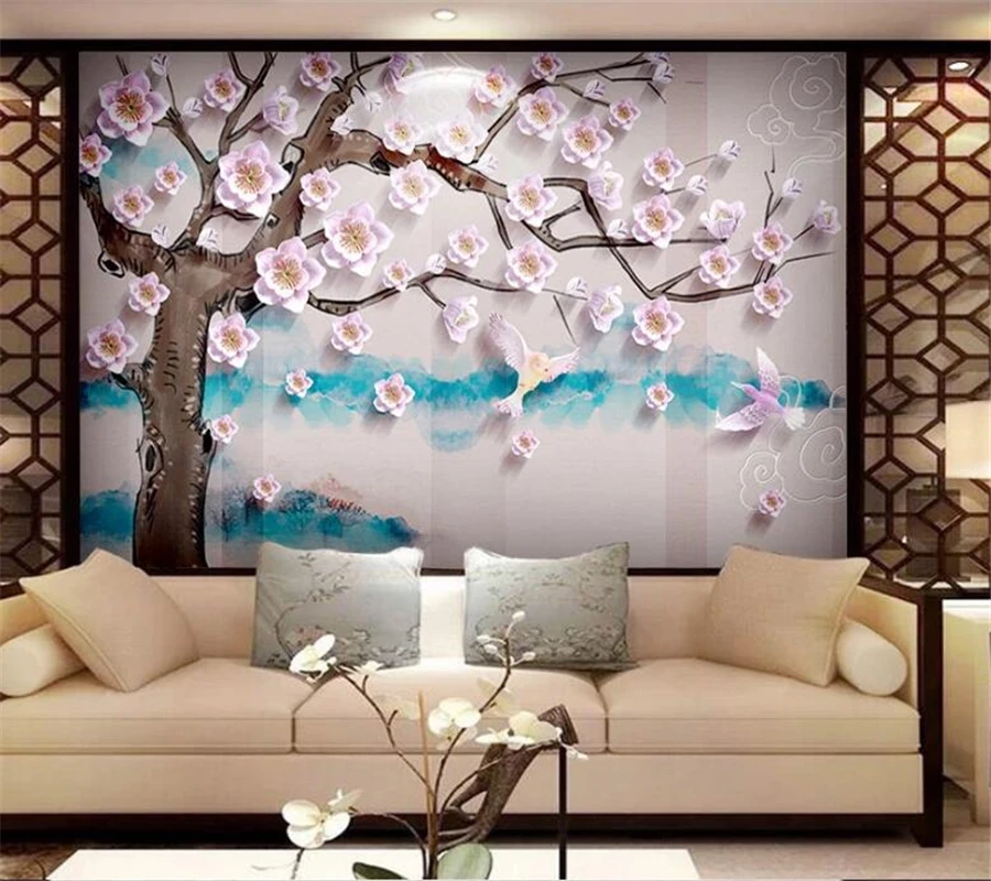 Индивидуальные 3d обои рельефные простые и элегантные персиковые цветы Новый