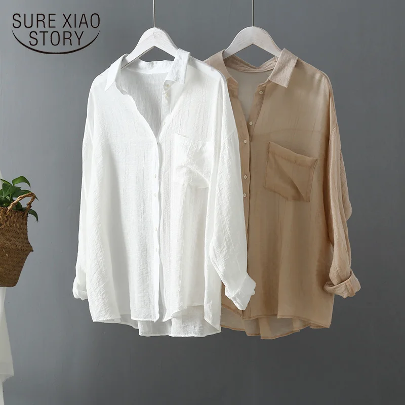 Модные свободные однотонные женские рубашки Blusas Mujer De Moda Весна Осень Новые темно-зеленые женские блузки с длинным рукавом Топы 6720 50