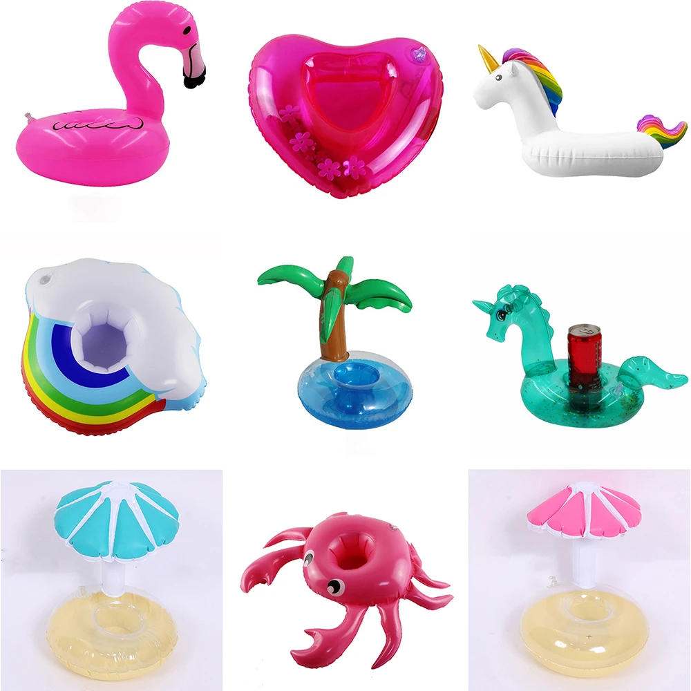 

Mini Inflatable Cup Holder Unicorn Flamingo Drink Holder Swimming Pool Float Bathing Pool Toy Party Decoration Bar Coasters