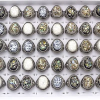 20 pcslot vintage natural shell rings for men wholesale jewelry stone ring lots size 17mm 20mm