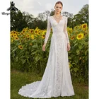 Свадебное платье-русалка в богемном стиле, Пляжное шифоновое кружевное платье невесты с V-образным вырезом, длинным рукавом и открытой спиной, 2022