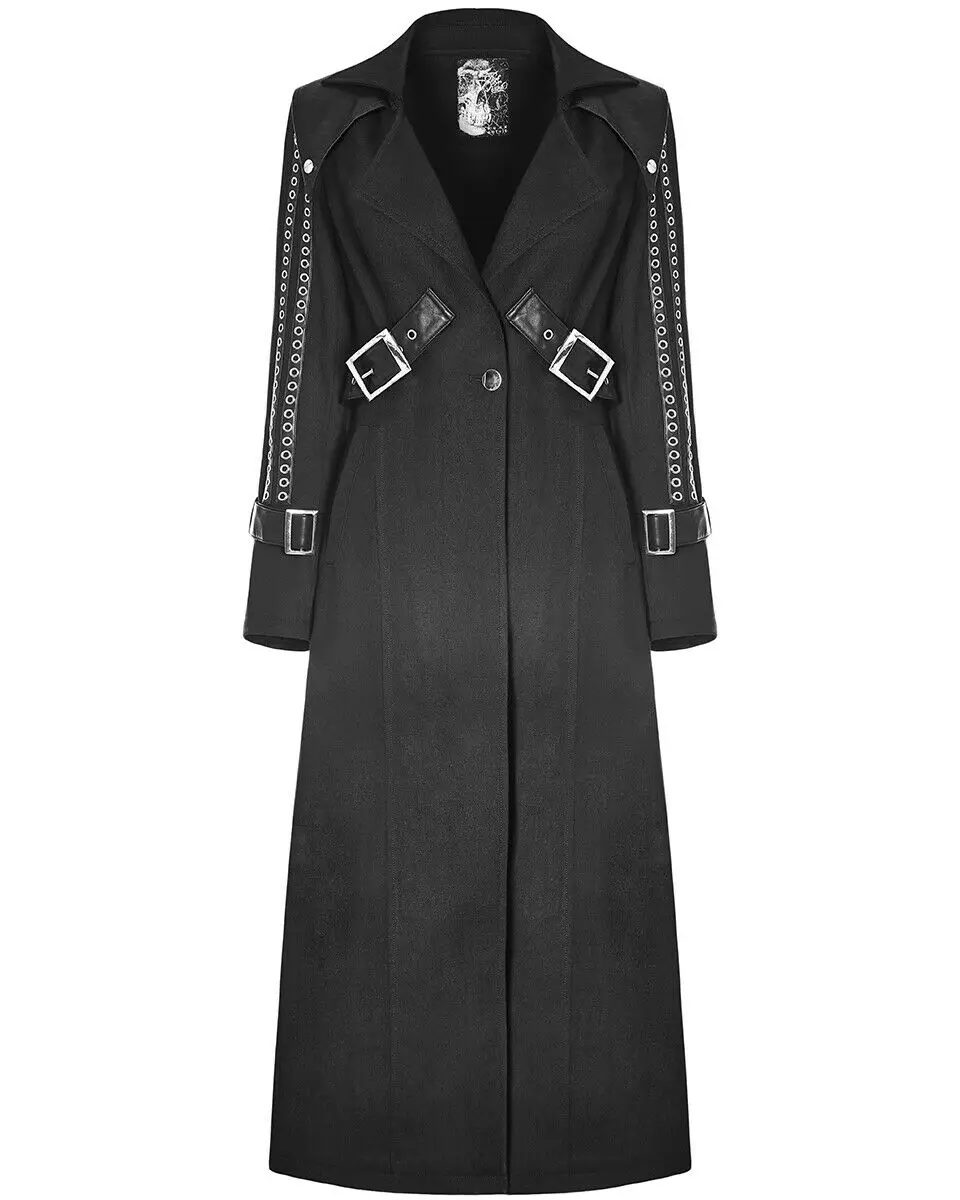 Готическое Женское зимнее черное длинное пальто женское в стиле ретро верхняя