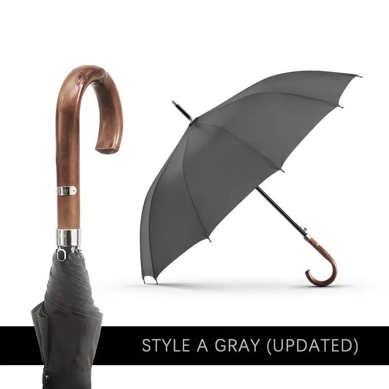 Style A gray Новое поступление, длинный зонт от дождя для мужчин и женщин, деловой большой зонт с деревянной ручкой, ветрозащитный 10 ребер, стекловолокно 50RR332 - Цвет: Style A gray