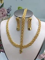 africa nigeria jewelry 2021 fashion dubai gold jewelry set necklace bracelet earring set for ladies wedding new year women gift