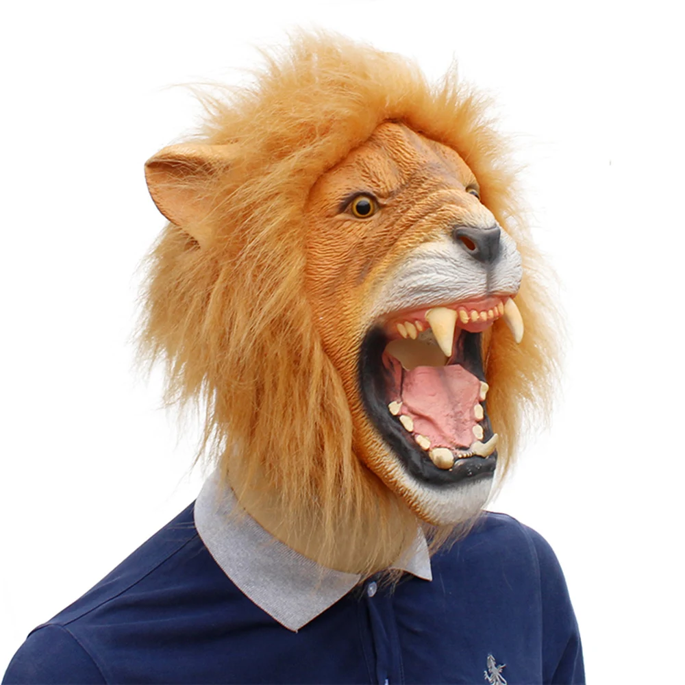 

Halloween Party Animal Lion Mask Latex Funny Prom Lion Headgear Carnival Cosplay Decoration Christmas Fancy Props