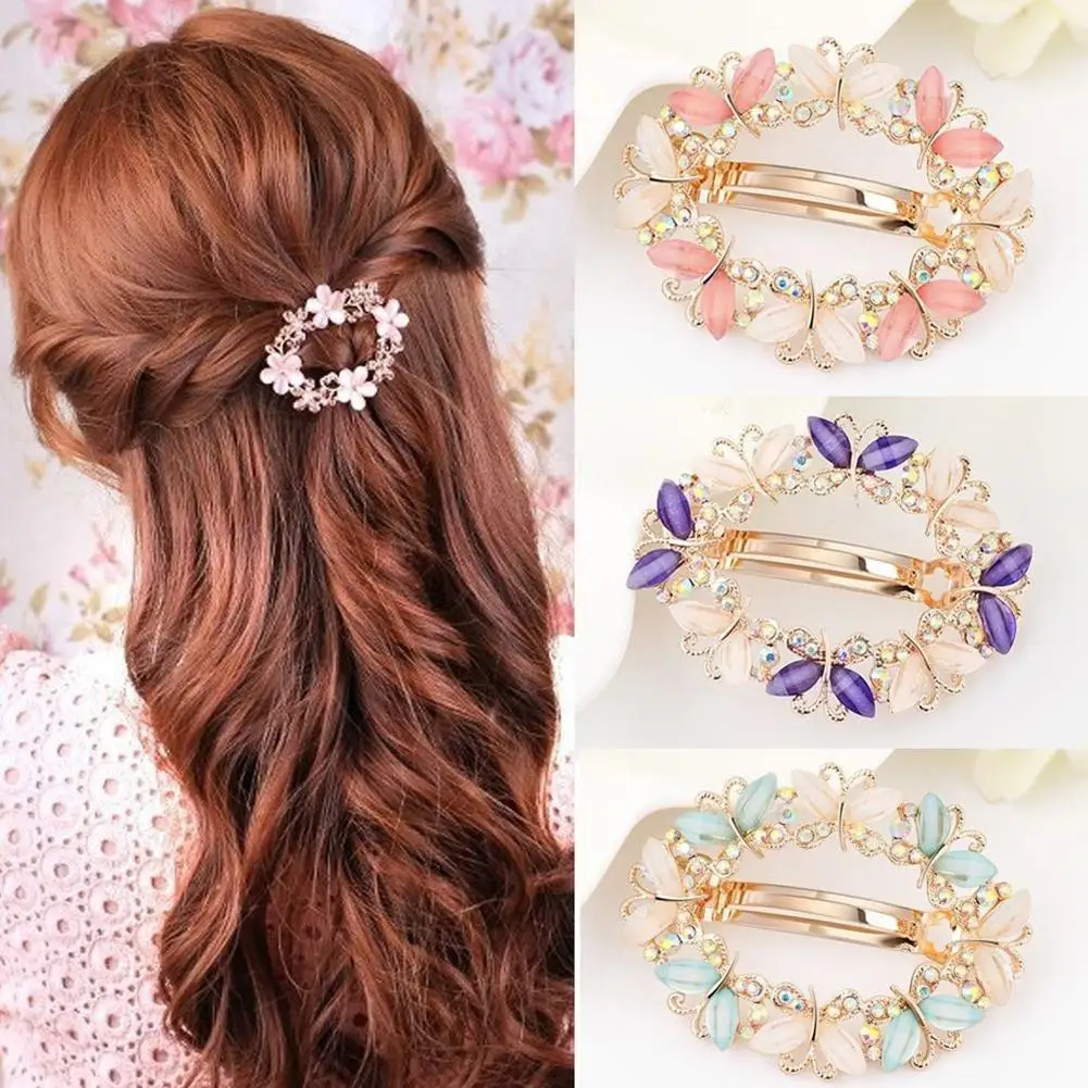 1 шт. Металлические Хрустальные заколки для волос со стразами Цветочные с бантом