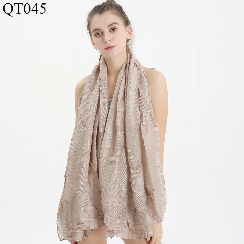 Однотонный Серебряный сдвоенный шарф Женская шаль женские шарфы для женщин на