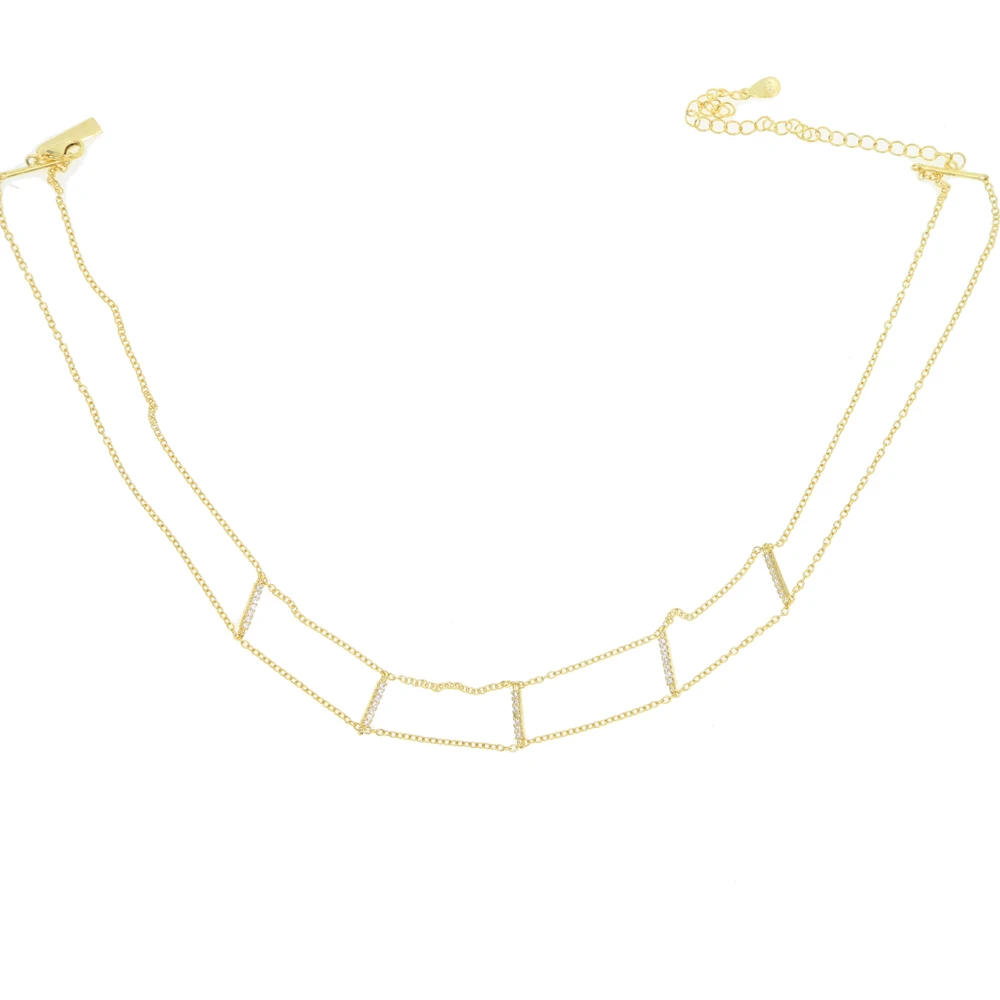 Женское Ожерелье-чокер из серебра 925 пробы с двумя изящными цепочками | Украшения