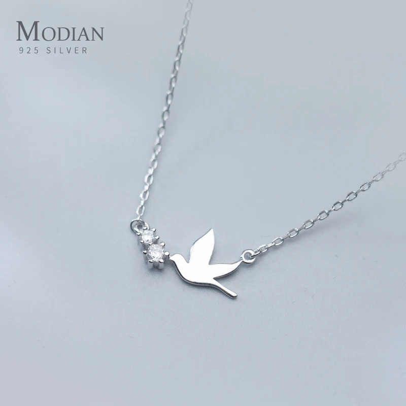 Цепочка Modian женская из серебра 925 пробы ожерелье с кулоном в виде птицы и неба