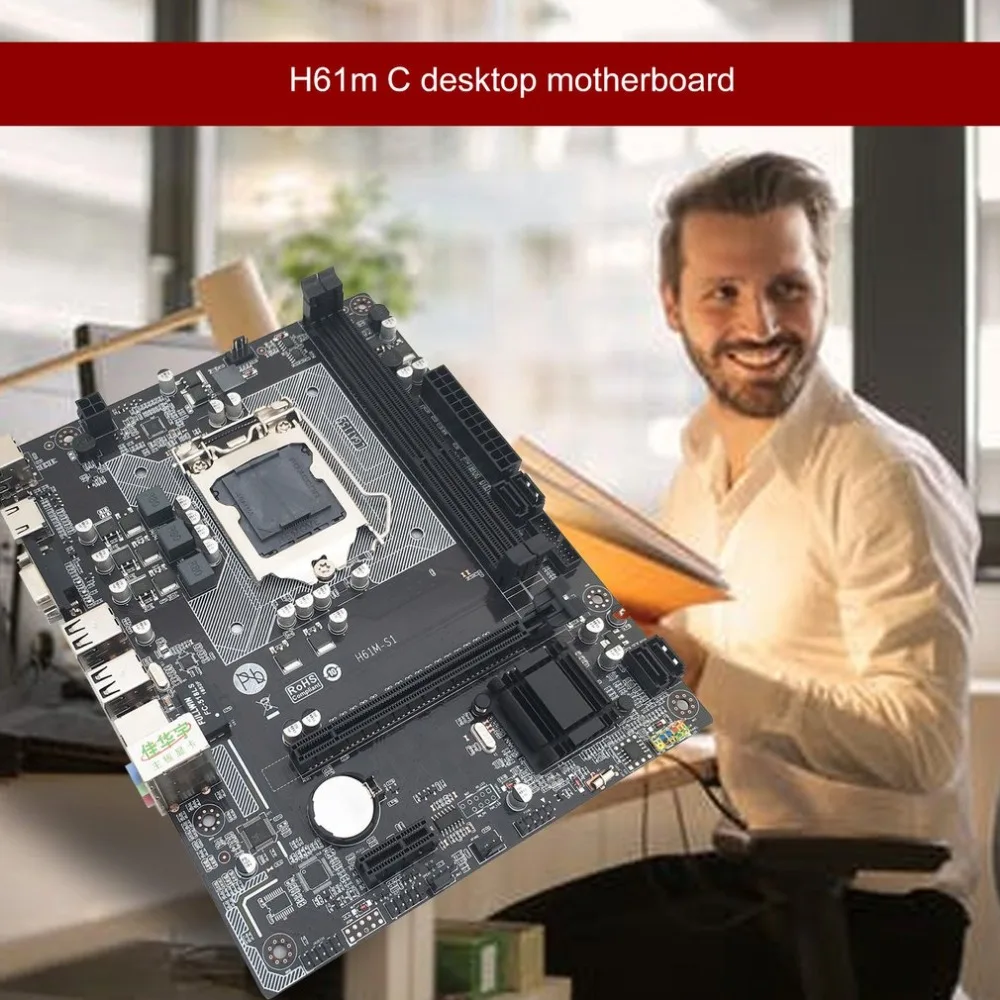Профессиональный H61 настольный компьютер Материнская плата 1155 Pin Процессор Интерфейс обновления USB2.0 VGA DDR3 6 каналов
