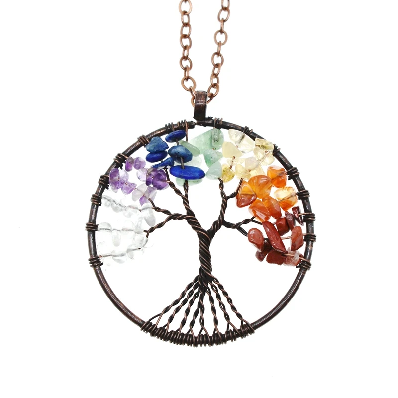 Дерево жизни кристалл круглая маленькая подвеска кулон золотой и серебряный