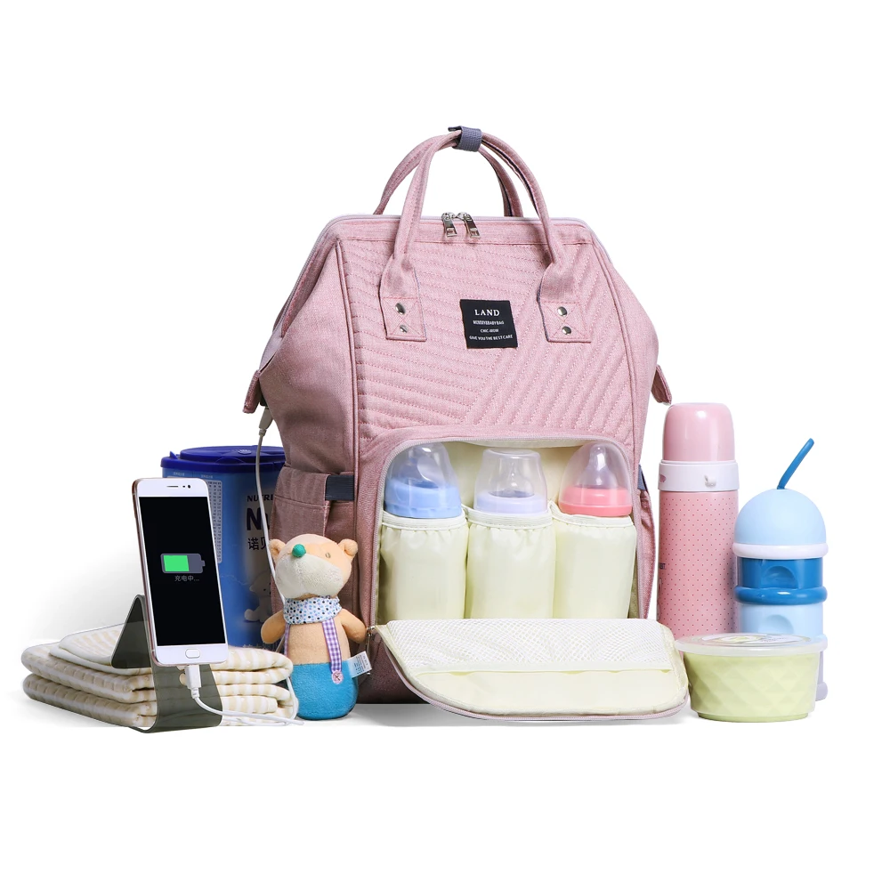 Новые сумки для подгузников LAND Mommy вместительные дорожные Landuo мам с USB кабелем