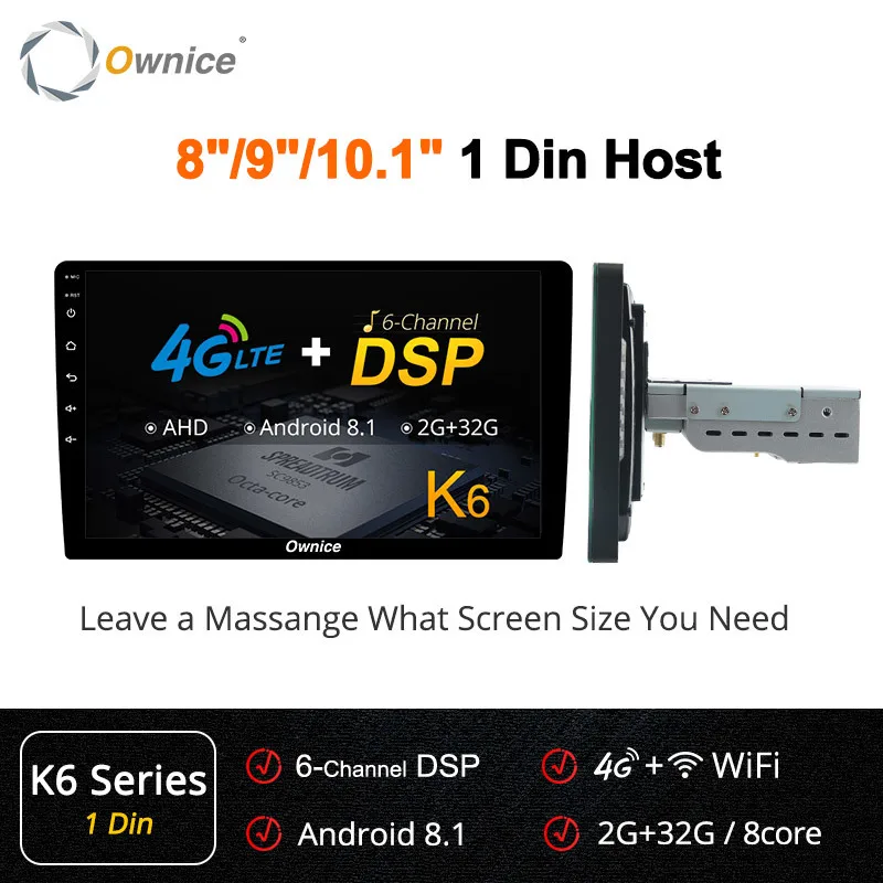 Ownice K6 Octa core 2 Universal Head uint Android 8.1 Car Radio Stereo GPS Navi Multimedia Player DSP Support 4G LTE AHD Camera