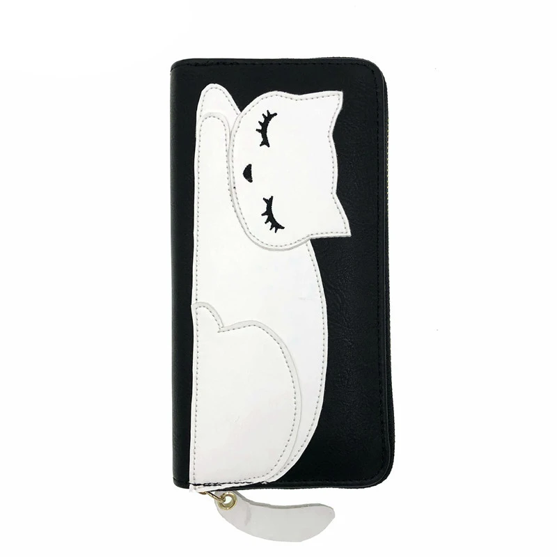 Женские кошельки с кошкой женские сумочки на молнии портмоне держатель для карт