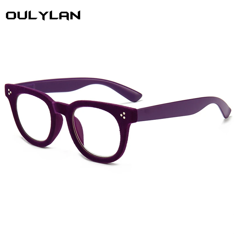 

Oulylan Anti Blue Light Reading Glasses Women Men Retro Square Presbyopia Eyeglasses Flocking Frame +1.0 1.5 2.0 2.5 3.0 3.5 4.0