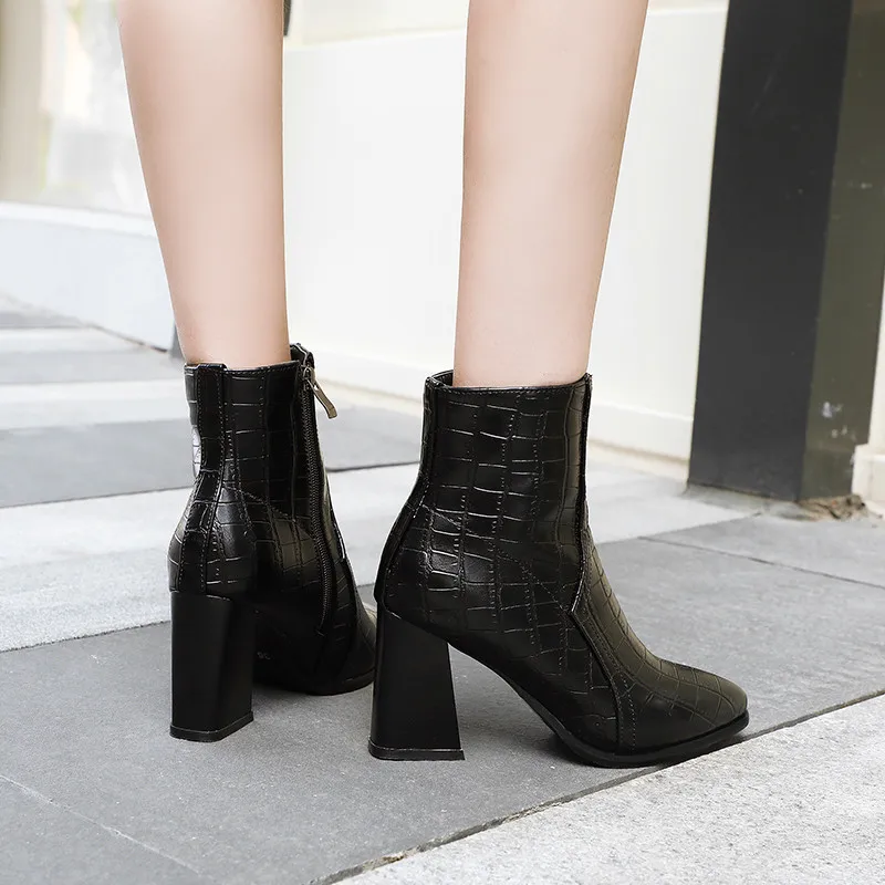 

ASUMER 2020 new ankle boots for women pointed toe autumn winter boots zip high heels ladies prom boots big size 34-43