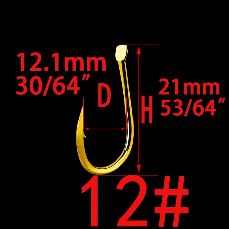 Barbed Golden 12 100 шт. крючки для ловли карпа с тефлоновым покрытием из высокоуглеродистой стали, матовые, черные, золотистые, с микро-зажимом, размер 1# до 13# рыболовный крючок для ловли карпа - Цвет: Barbed Golden 12