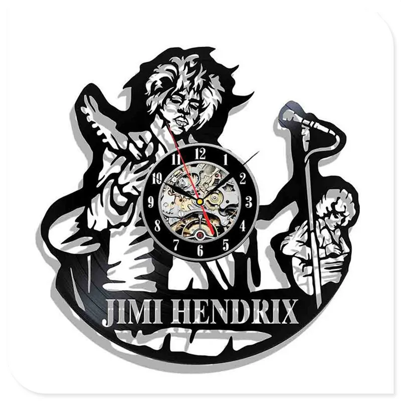 Jimi Hendrix 3D ручной работы художественное зеркало настенные часы виниловая запись наклейка для стены в виде часов домашний декор поддержка Прямая