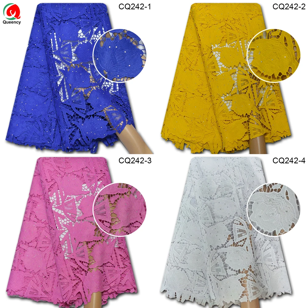 

CQ242Dress Fabric-New Arrival cotton Guipure Lace froral African Stone Cord lace Nigerian Swiss garment Skin Healthy Top quality