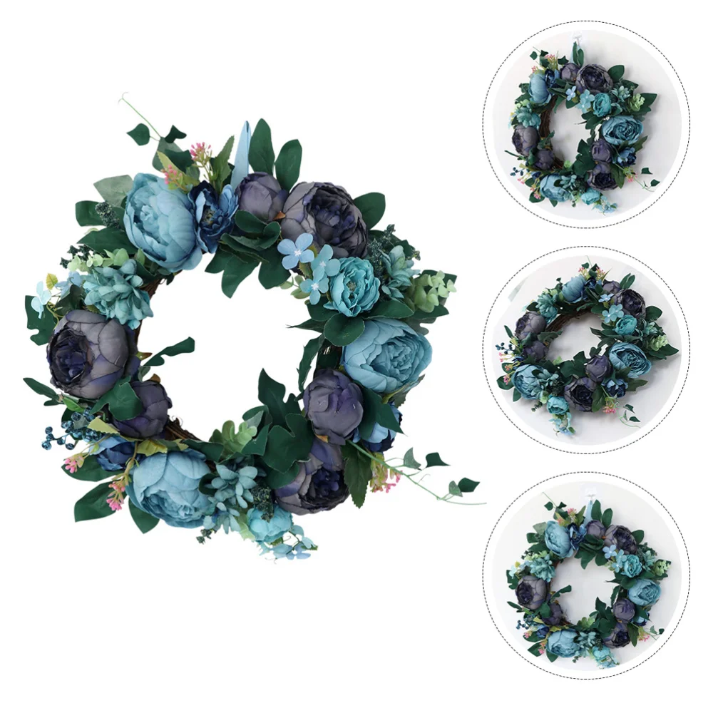 

1Pc Simulation Peony Wreath European Style Door Ornament Artificial Flower