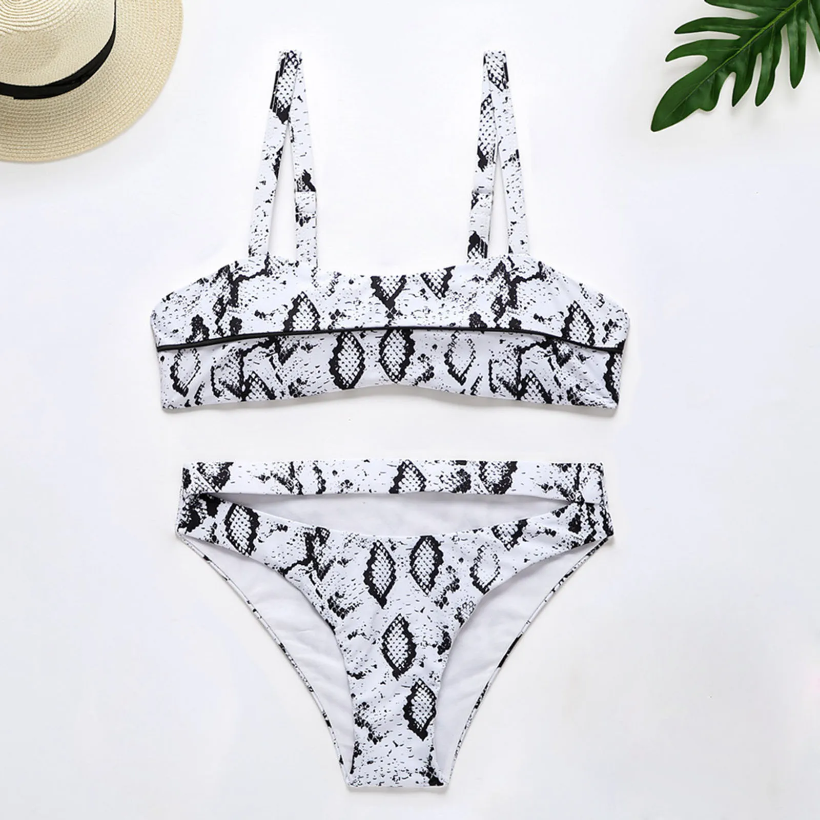 

Women's Sexy Fashion Hollow Design Bikini Snake Print Two-piece Swimsuit Swimwear Women High Waist Bikini 2021