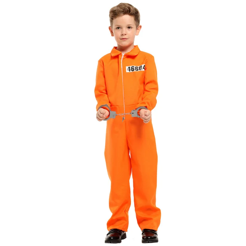 Оранжевые комбинезоны для мальчиков на Хэллоуин костюм заключенного униформа