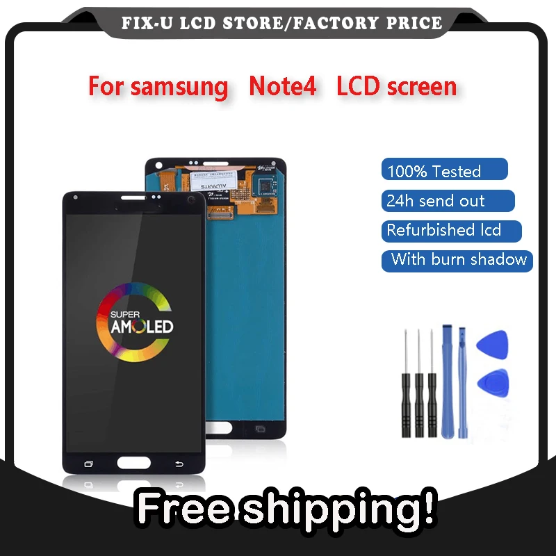 ЖК экран дигитайзер сборка запасная часть для Samsung Galaxy Note 4 N910 LCD|Экраны мобильных