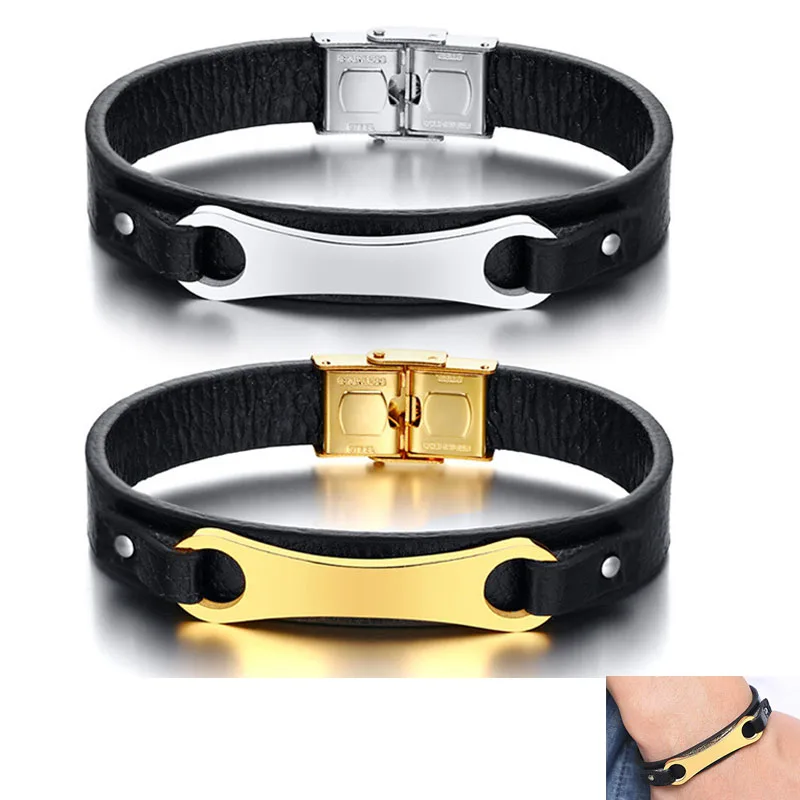 Мужская Личность гаечный ключ из нержавеющей стали кожаный браслет манжета отец
