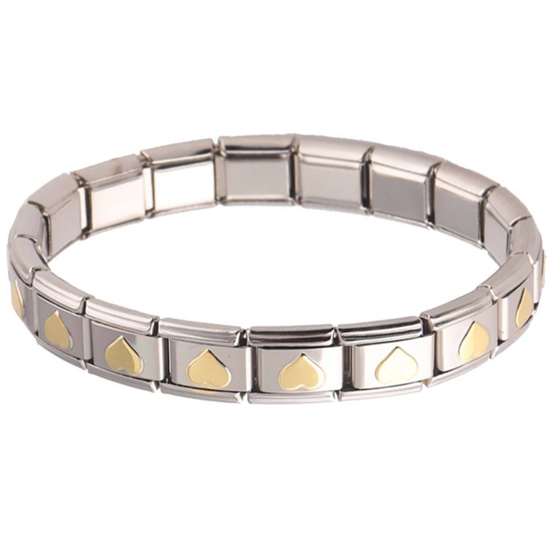 

Браслет из нержавеющей стали с позолоченным персиковым сердцем, европейский и американский модный эластичный браслет