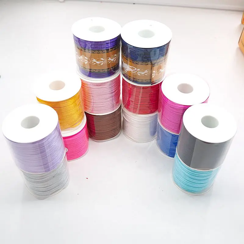 Chenkai 2mm 50M/Roll 14-Color Nylon Satin Cord Chinese Knotting Silky Macrame Rope Baby Teether Nursing beads necklace bracelet | Мать и