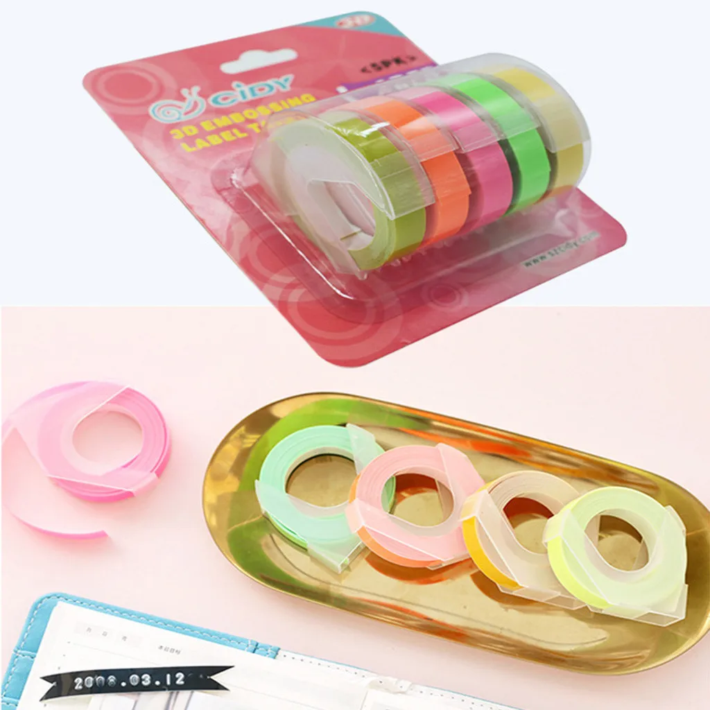 manual 3D embossing plotter sticker Original Printing Label Tape Embossing Vinyl labels stickers seals tags tapes | Дом и сад