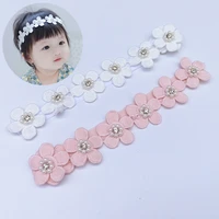 2021 new baby girls headbands floral elastic hair bands lace pearls flower turban bands princess girls hair accessories