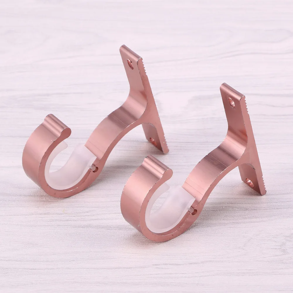 

2PCS Curtain Rod Aluminium Alloy Thick Single Bracket Mounting Bracket(Rose Gold)