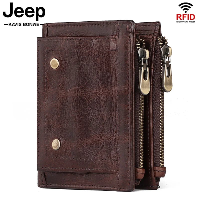 

2020 качественный rfid-кошелек из натуральной коровьей кожи, мужской кошелек для монет, мужской портфель Cuzdan, маленький кошелек на молнии с карм...