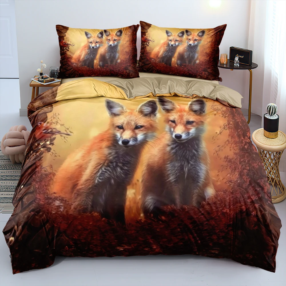 

Лиса крышки одеяла 3D одеяло с изображением животных комплект Наволочки полный Двойной Твин Queen King Размеры 140*200 см светло-коричневые постель...