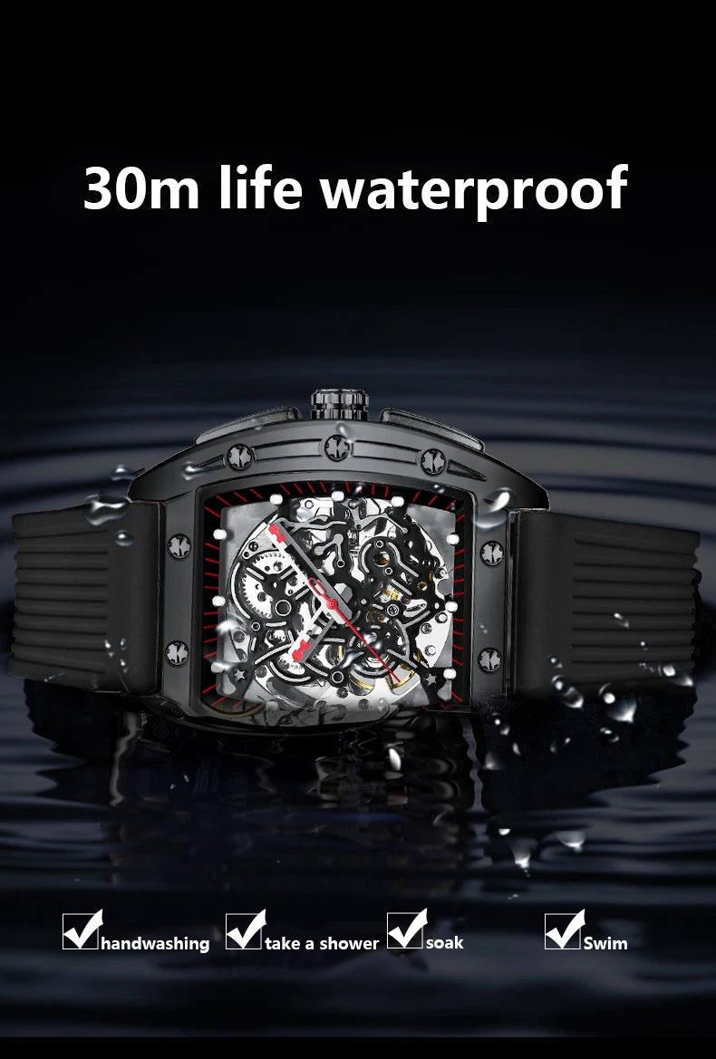 de luxo relógio automático clássico moda masculina à prova dwaterproof água