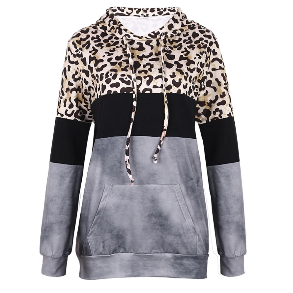 

Hoodie Pop Fall/winter Women's Sweatshirt Leopard Print Ladies Clothes Korean Loose Pullover Patchwork