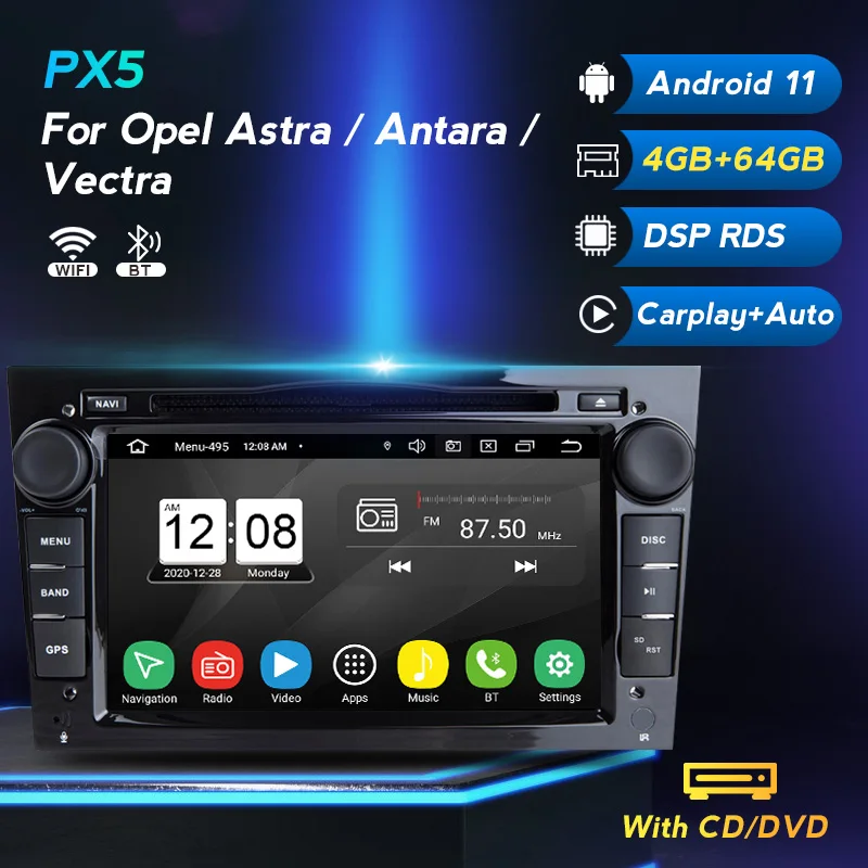 Автомобильный DVD-плеер проигрыватель на Android 11 с GPS для Opel Vectra C Zafira B Corsa D Astra H G J Meriva