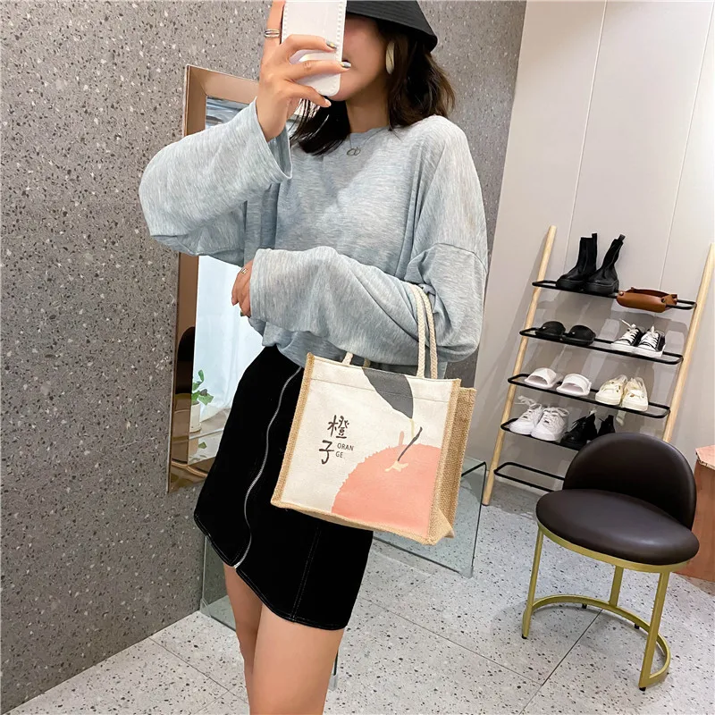 Модная женская Льняная сумка маленькая сумка-тоут для женщин Повседневная
